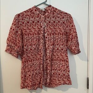 Banana Republic Red-Orange Patterned Blouse